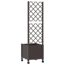 Bac de jardin avec treillis et roues Marron 40 x 40 x 146 cm PP 632006632006