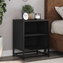 Table de chevet noir 40x31x50 cm bois d'ingénierie et métal 632008632008
