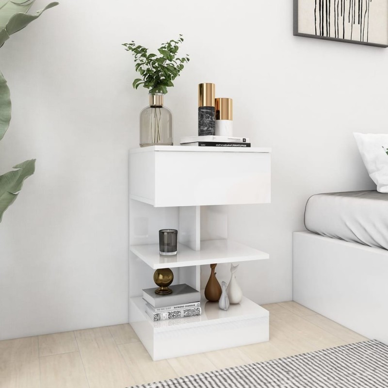 Tables de chevet 2 pcs Blanc brillant 40x35x65 cm 632016632016