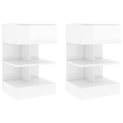 Tables de chevet 2 pcs Blanc brillant 40x35x65 cm 632016632016