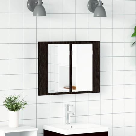 Amoire de salle de bain avec miroir Chêne noir 60 x 12 x 45 cm 632023632023