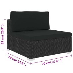 Siège central sectionnel avec coussins résine tressée noir 632029632029