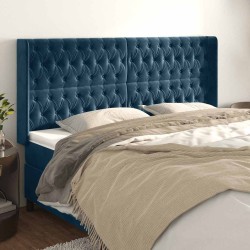 Tête de lit avec oreilles Bleu foncé 203x16x118/128 cm Velours 632044632044