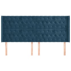Tête de lit avec oreilles Bleu foncé 203x16x118/128 cm Velours 632044632044