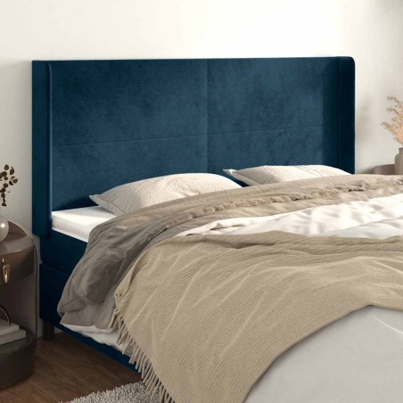 Tête de lit avec oreilles Bleu foncé 203x16x118/128 cm Velours 632046632046