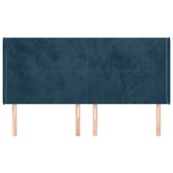 Tête de lit avec oreilles Bleu foncé 203x16x118/128 cm Velours 632046632046