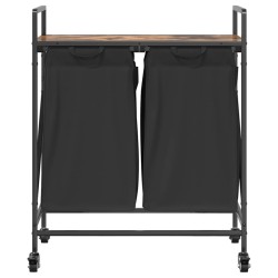 Panier à linge à 2 compartiments avec roulettes chêne fumé 632053632053