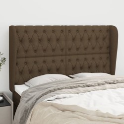 Tête de lit avec oreilles Marron foncé 163x23x118/128 cm Tissu 632066632066
