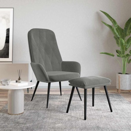 Chaise de relaxation avec repose-pied Gris foncé Velours 632072632072