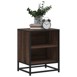 Table de chevet chêne marron 40x31x50cm bois d'ingénierie métal 632077632077