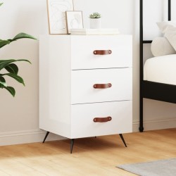 Table de chevet blanc brillant 40x40x66 cm bois d'ingénierie 632085632085