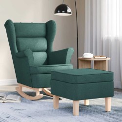 Chaise à bascule avec repose-pied Vert foncé Tissu 632106632106