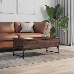 Table basse chêne marron 100x50x40cm bois d'ingénierie et métal 632115632115
