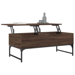 Table basse chêne marron 100x50x40cm bois d'ingénierie et métal 632115632115