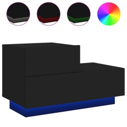 Table de chevet avec lumières LED noir 70x36x40,5 cm 632117632117