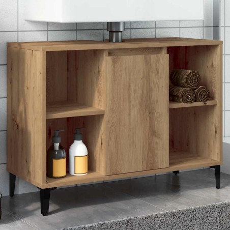Armoire d'évier chêne artisanal 80x33x60 cm bois d'ingénierie 632122632122