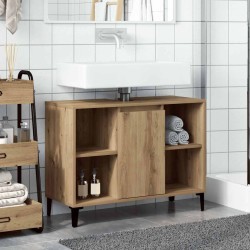 Armoire d'évier chêne artisanal 80x33x60 cm bois d'ingénierie 632122632122