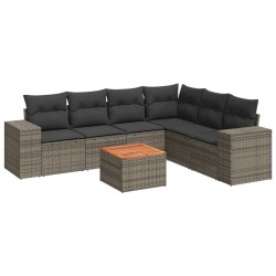 Salon de jardin avec coussins 7 pcs gris résine tressée 632127632127