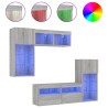 Unités murales TV avec LED 5 pcs gris sonoma bois d'ingénierie 632136632136