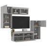 Unités murales TV avec LED 5 pcs gris sonoma bois d'ingénierie 632136632136