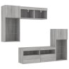 Unités murales TV avec LED 5 pcs gris sonoma bois d'ingénierie 632136632136