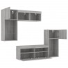 Unités murales TV avec LED 5 pcs gris sonoma bois d'ingénierie 632136632136