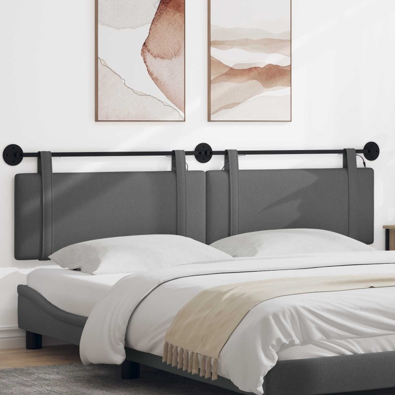 Tête de lit suspendue Avec lumière LED Gris foncé Tissu 632146632146