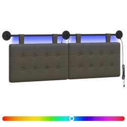 Tête de lit suspendue Avec lumière LED Gris Simili cuir 632150632150