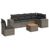 Salon de jardin avec coussins 7 pcs gris résine tressée 632155632155