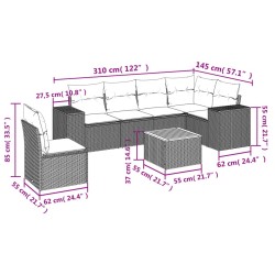 Salon de jardin avec coussins 7 pcs gris résine tressée 632155632155
