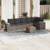 Salon de jardin avec coussins 7 pcs gris résine tressée 632156632156