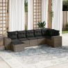 Salon de jardin avec coussins 7 pcs gris résine tressée 632157632157