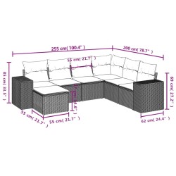 Salon de jardin avec coussins 7 pcs gris résine tressée 632158632158