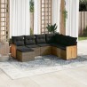 Salon de jardin avec coussins 7 pcs gris résine tressée 632161632161