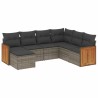 Salon de jardin avec coussins 7 pcs gris résine tressée 632161632161