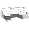 Salon de jardin avec coussins 7 pcs gris résine tressée 632161632161