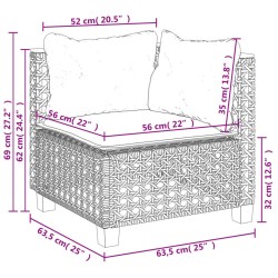 Salon de jardin 7 pcs avec coussins noir résine tressée 632163632163