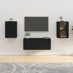 Meubles TV muraux 2 pcs Noir 40x34,5x60 cm 632166632166