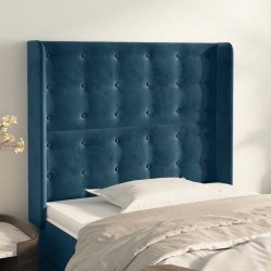 Tête de lit avec oreilles Bleu foncé 103x16x118/128 cm Velours 632185632185