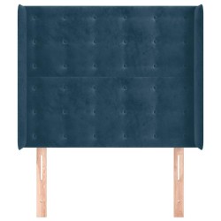 Tête de lit avec oreilles Bleu foncé 103x16x118/128 cm Velours 632185632185