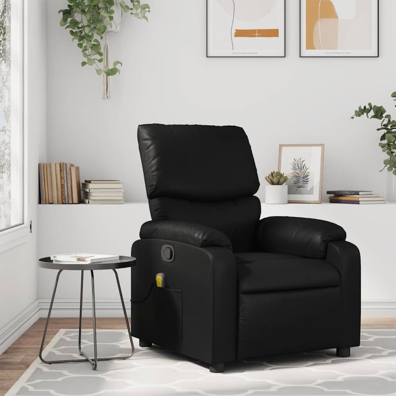Fauteuil de massage inclinable noir similicuir 632186632186