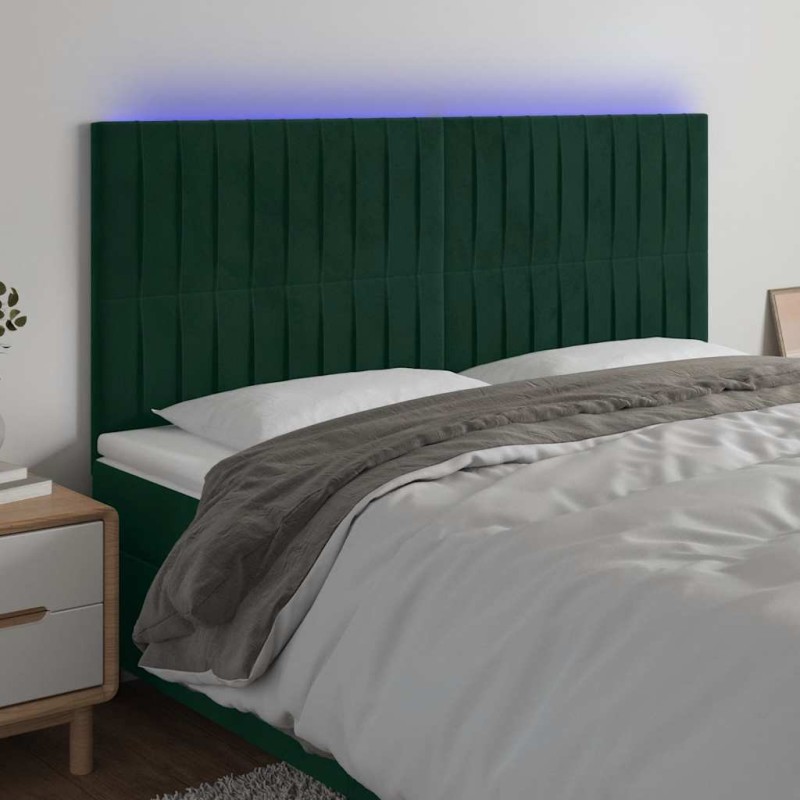Tête de lit à LED Vert foncé 200x5x118/128 cm Velours 632193632193