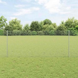 Clôture hexagonale avec poteau 50 x 1 m Acier galvanisé Argenté 632194632194