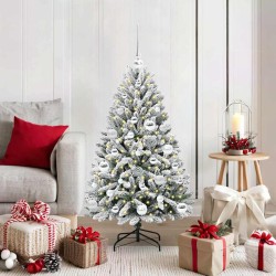 Sapin de Noël artificiel Vert et blanc 120 cm PVC et métal 632196632196