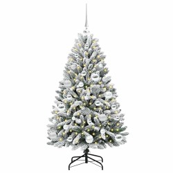 Sapin de Noël artificiel Vert et blanc 120 cm PVC et métal 632196632196
