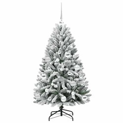 Sapin de Noël artificiel Vert et blanc 120 cm PVC et métal 632196632196
