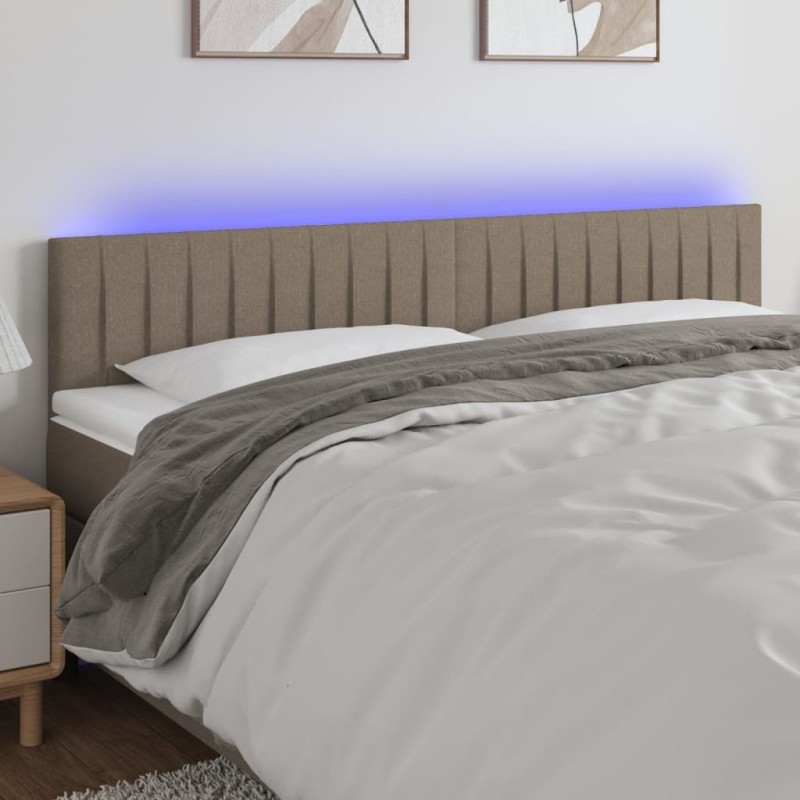 Tête de lit à LED Taupe 200x5x78/88 cm Tissu 632199632199