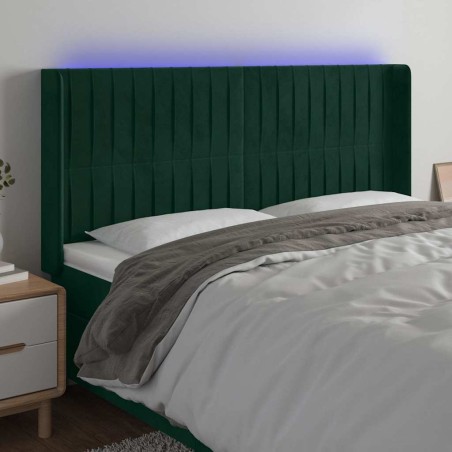 Tête de lit à LED Vert foncé 203x16x118/128 cm Velours 632204632204