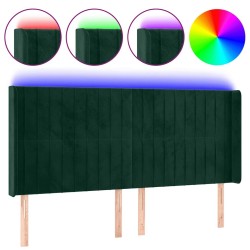Tête de lit à LED Vert foncé 203x16x118/128 cm Velours 632204632204