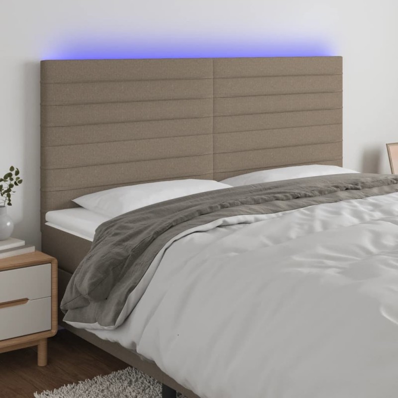 Tête de lit à LED Taupe 180x5x118/128 cm Tissu 632210632210